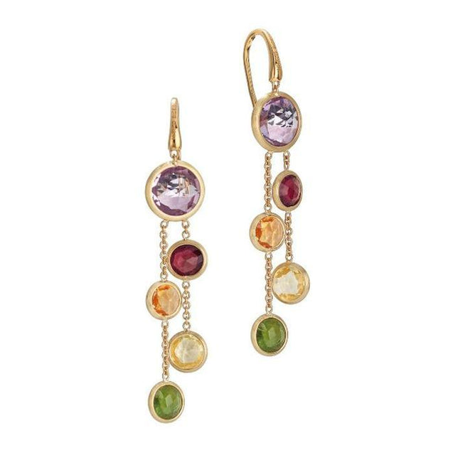 Marco Bicego Yellow Gold Mixed Gemstone Two-Strand Earrings | Jaipur Color Collection