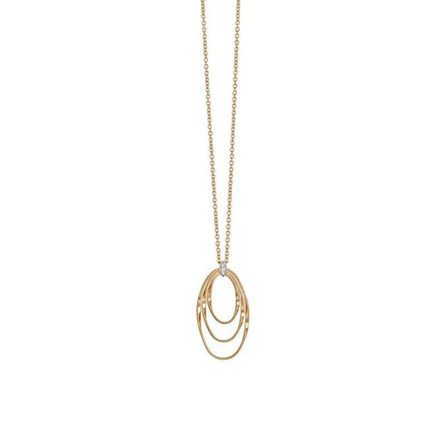 Marco Bicego Yellow Gold and 1/20ctw Diamond Concentric Small Pendant Necklace | Marrakech Onde Collection