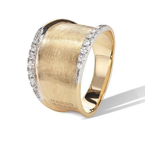 Marco Bicego Yellow Gold and 1/8ctw Diamond Small Ring | Lunaria Collection | Size 7