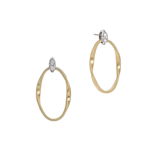 Marco Bicego Yellow Gold and Diamond Link Stud Earrings | Marrakech Onde Collection