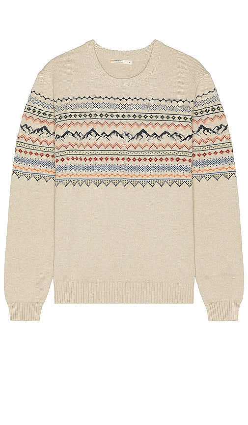 Marine Layer Fair Isle Sweater in Tan - Pull Marine Layer Fair Isle en beige - 黄褐色 Marine Layer Fair Isle 毛衣 - Marine Layer Fair-Isle-Pullover in Hellbraun - Marine Layer 페어 아일 스웨터(탠 색상) - Maglione Fair Isle a strati marini in marrone chiaro