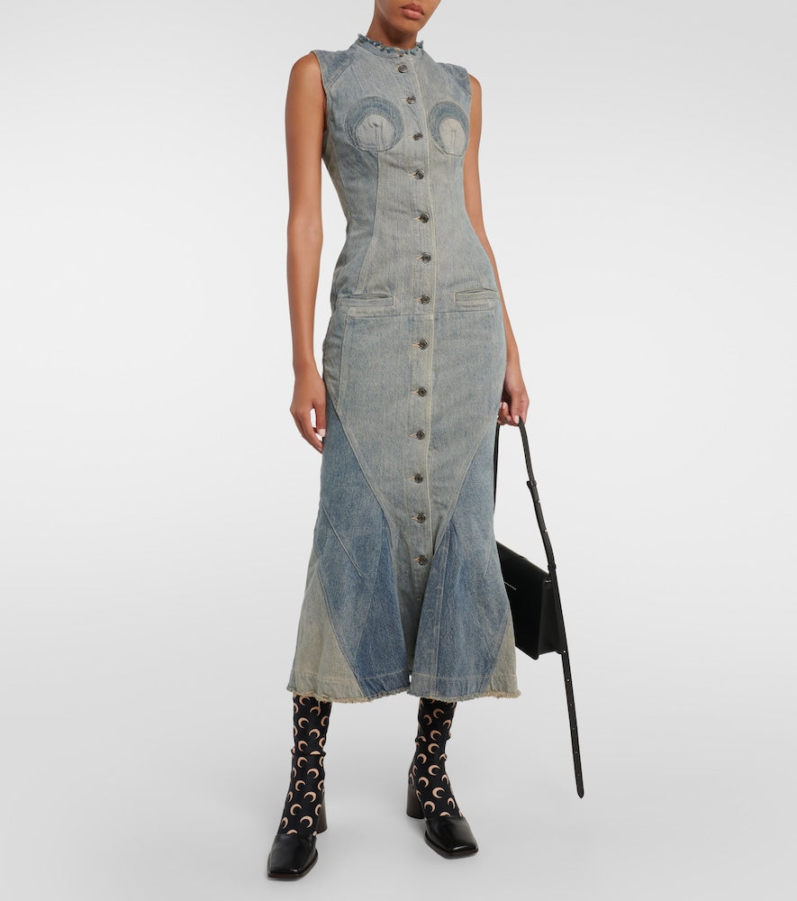 Marine Serre All Over Moon denim maxi dress