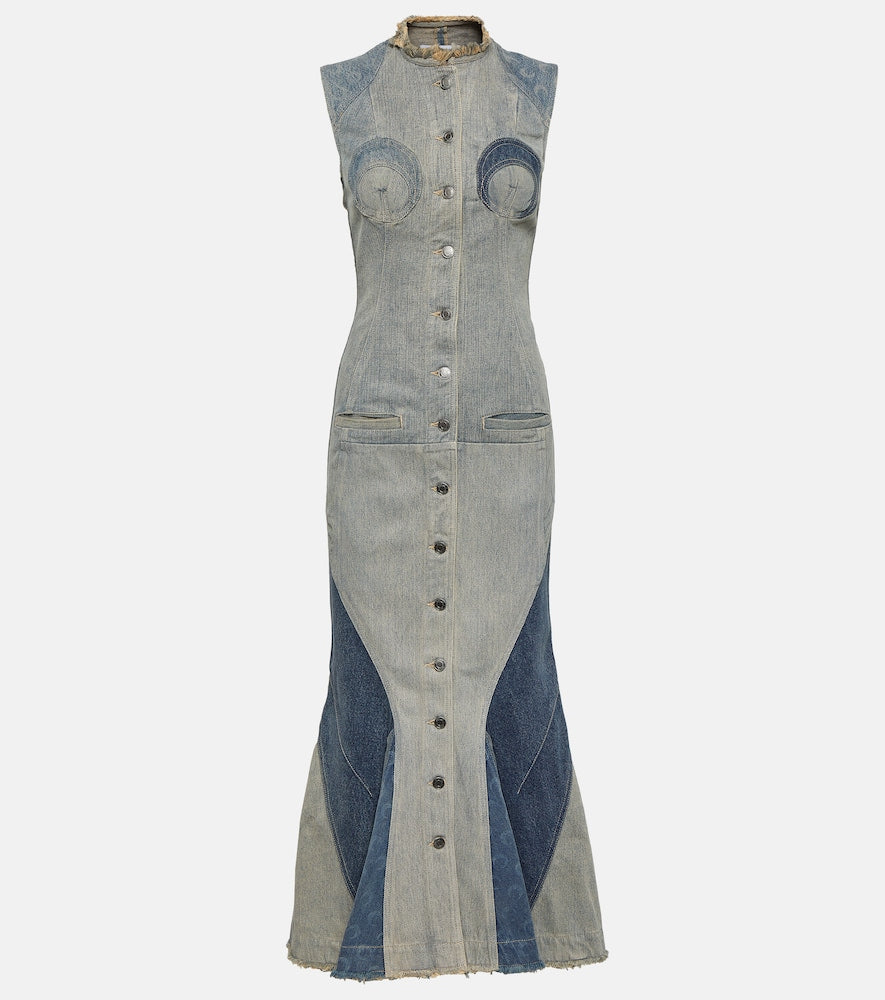 Marine Serre All Over Moon denim maxi dress. Marine Serre 全月牛仔长裙