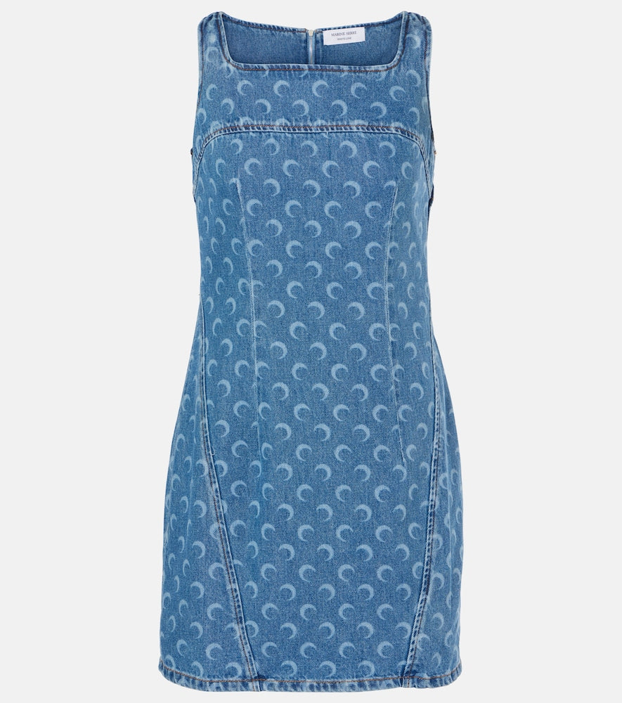 Marine Serre All Over Moon denim minidress. Marine Serre 全月牛仔迷你裙