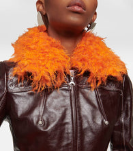 Marine Serre Faux fur-trimmed leather jacket