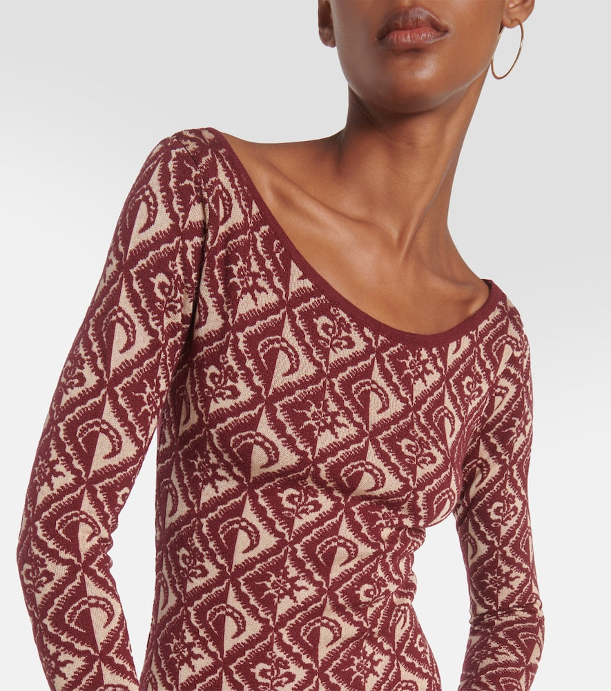 Marine Serre Moon Diamant jacquard wool-blend minidress
