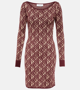 Marine Serre Moon Diamant jacquard wool-blend minidress