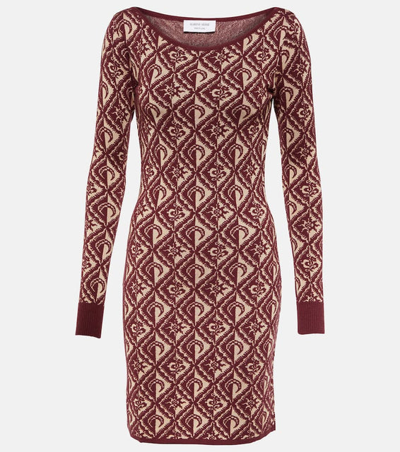 Marine Serre Moon Diamant jacquard wool-blend minidress