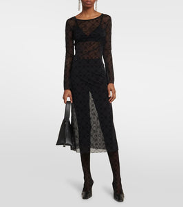 Marine Serre Moonogram mesh midi dress