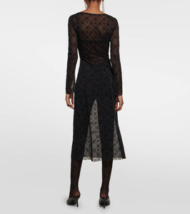 Marine Serre Moonogram mesh midi dress