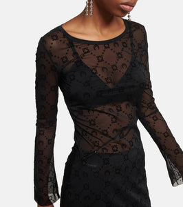 Marine Serre Moonogram mesh midi dress