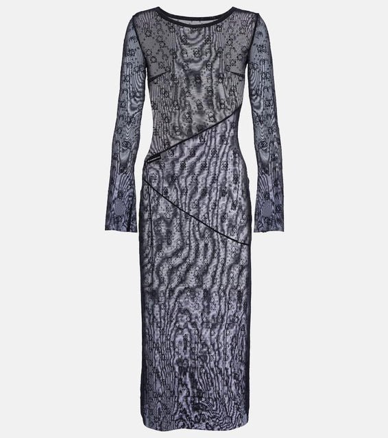 Marine Serre Moonogram mesh midi dress