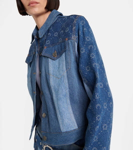 Marine Serre Moonogram patchwork denim jacket