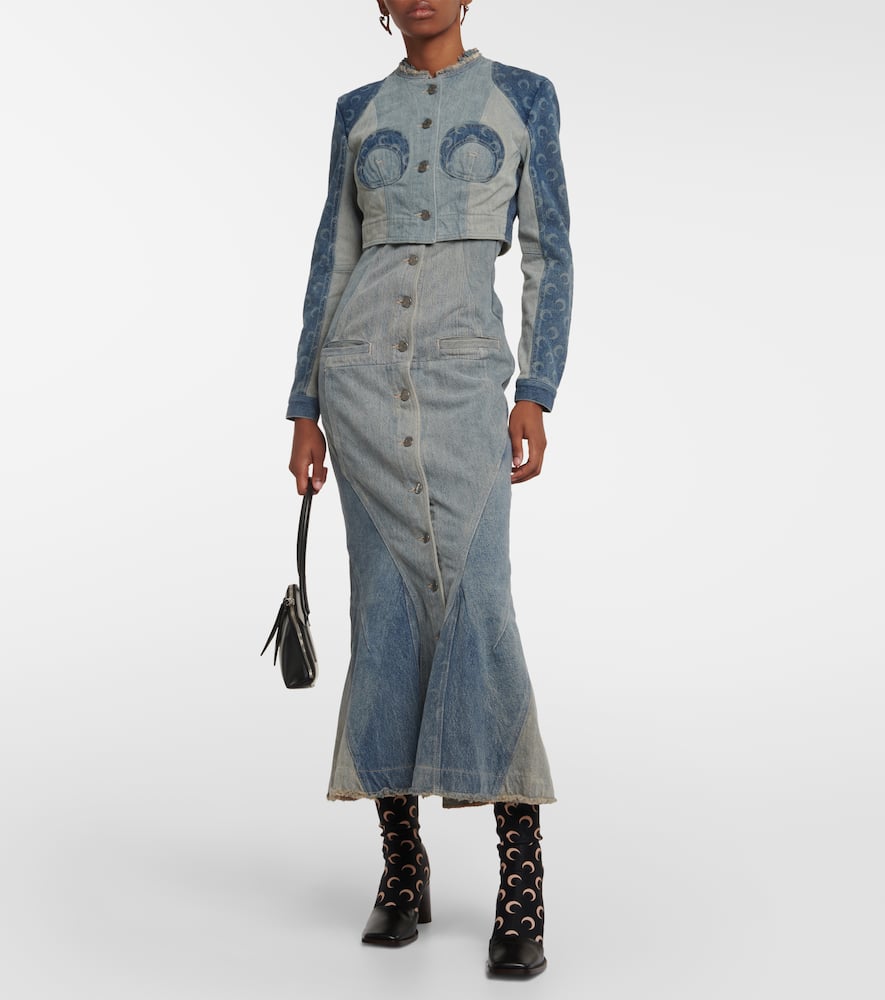 Marine Serre Regenerated Cropped Denim Jacket