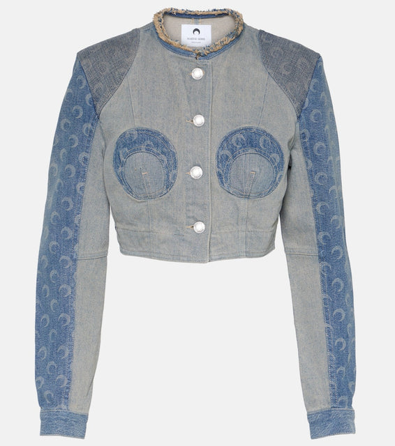 Marine Serre Regenerated Cropped Denim Jacket