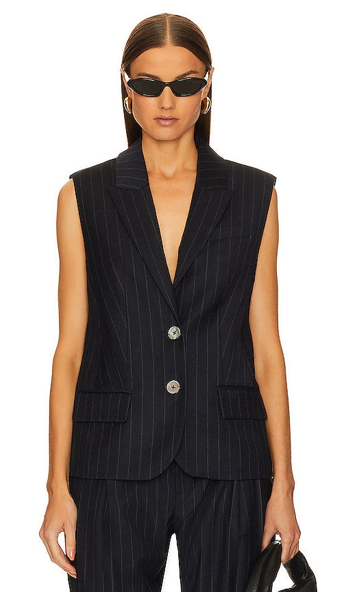 Marissa Webb Arley Pinstripe Boy Blazer Vest in Navy