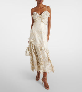 Markarian Calandra ruffled floral jacquard midi dress