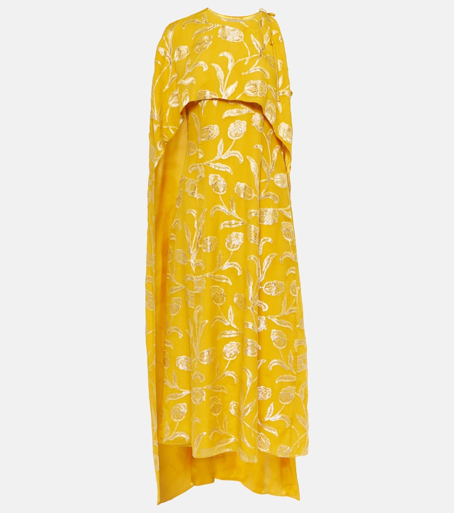 Markarian Caped silk-blend midi dress. Markarian 披肩真丝混纺中长连衣裙