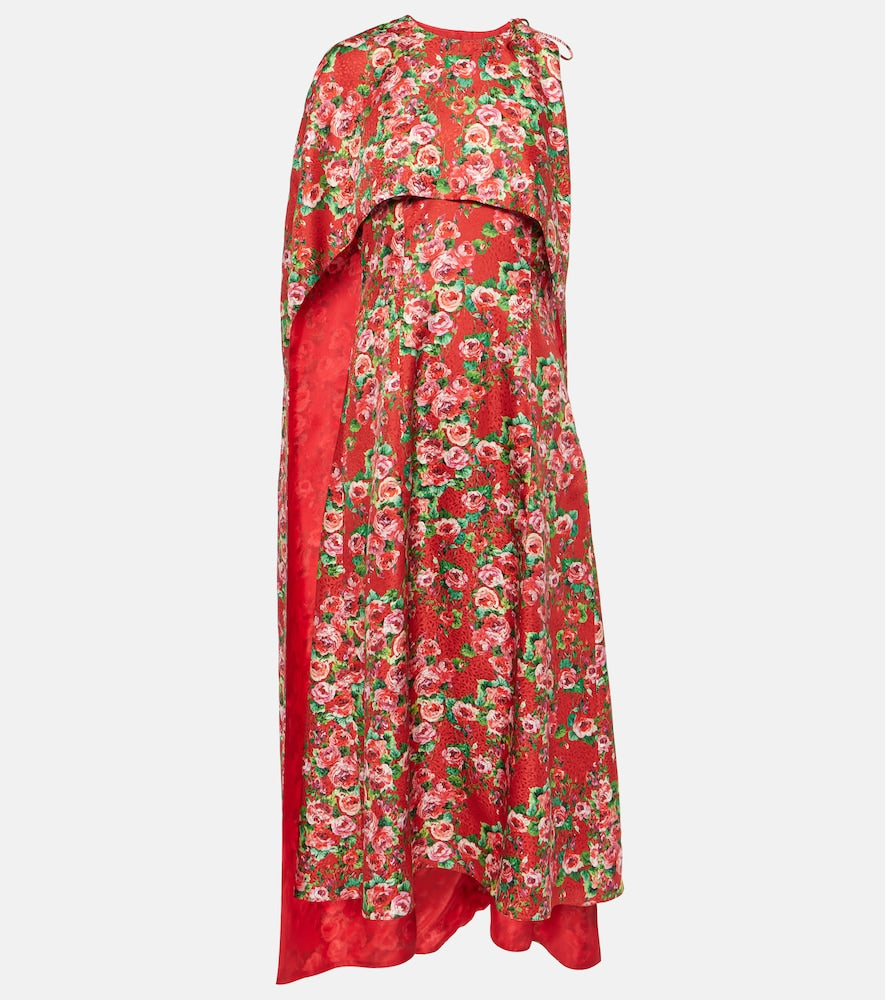 Markarian Caped silk midi dress. Markarian 披肩真丝中长连衣裙