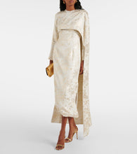 Markarian Felice floral caped jacquard midi dress