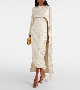 Markarian Felice floral caped jacquard midi dress