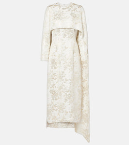 Markarian Felice floral caped jacquard midi dress