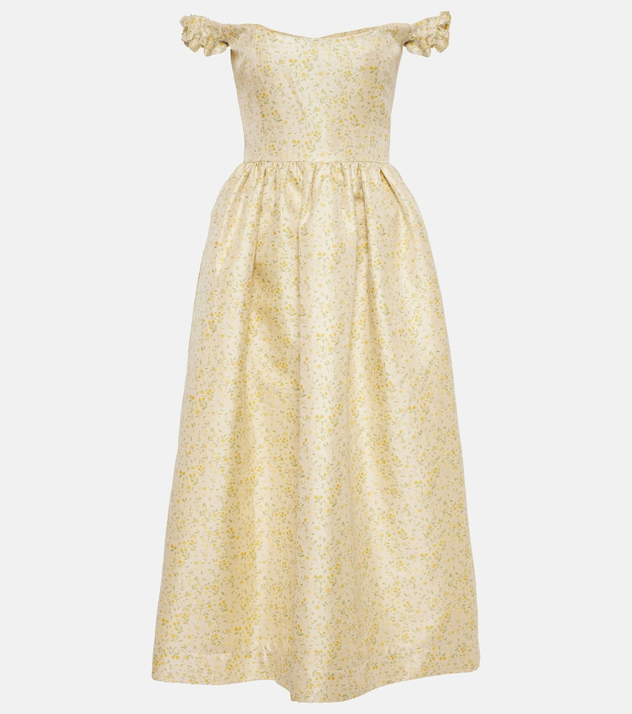 Markarian Off-shoulder embroidered midi dress. Markarian 露肩刺绣中长连衣裙