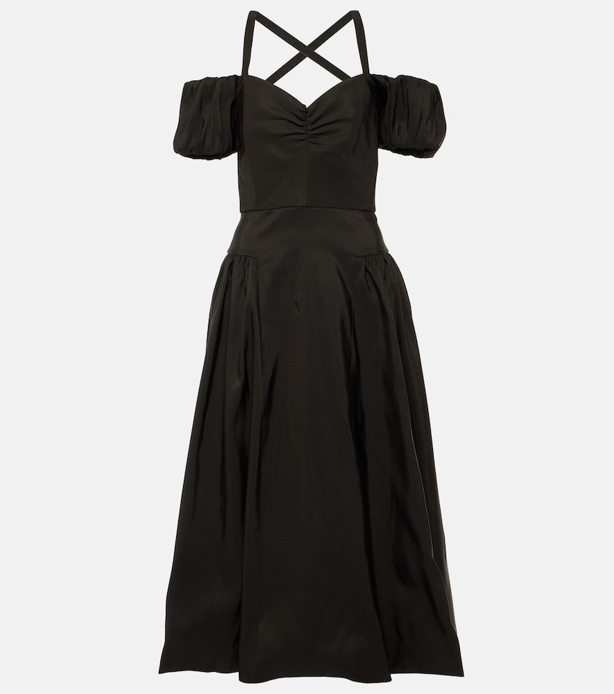 Markarian Off-shoulder silk midi dress. Markarian 露肩真丝中长连衣裙