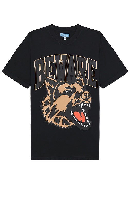 Market Classic Beware T-Shirt in Black - T-shirt classique méfiez-vous du marché en noir - Market 经典 Beware 黑色 T 恤 - Klassisches „Beware“-T-Shirt von Market in Schwarz - Market Classic Beware 티셔츠블랙 색상 - T-shirt Market Classic Beware in nero