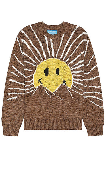 Market Smiley Sunrise Sweater in Brown - Market Smiley Sunrise - Pull marron - 棕色 Market Smiley Sunrise 毛衣 - Market Smiley Sunrise Pullover in Braun - Market Smiley 선라이즈 스웨터 브라운 색상 - Maglione Market Smiley Sunrise in marrone