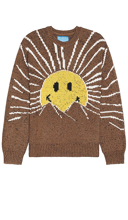 Market Smiley Sunrise Sweater in Brown - Market Smiley Sunrise - Pull marron - 棕色 Market Smiley Sunrise 毛衣 - Market Smiley Sunrise Pullover in Braun - Market Smiley 선라이즈 스웨터 브라운 색상 - Maglione Market Smiley Sunrise in marrone