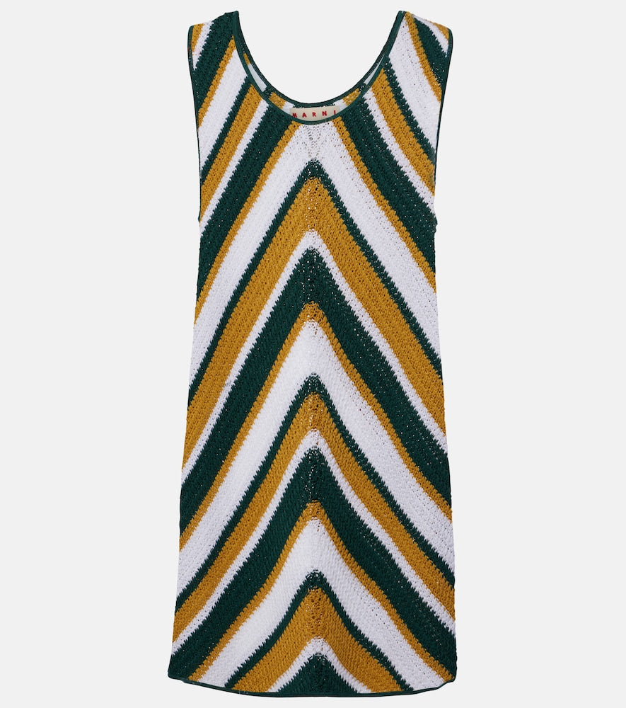 Marni Chevron knitted cotton minidress. Marni Chevron 针织棉迷你连衣裙