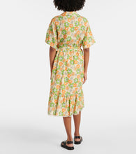 Marni Floral linen midi skirt