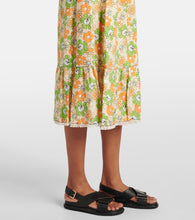 Marni Floral linen midi skirt