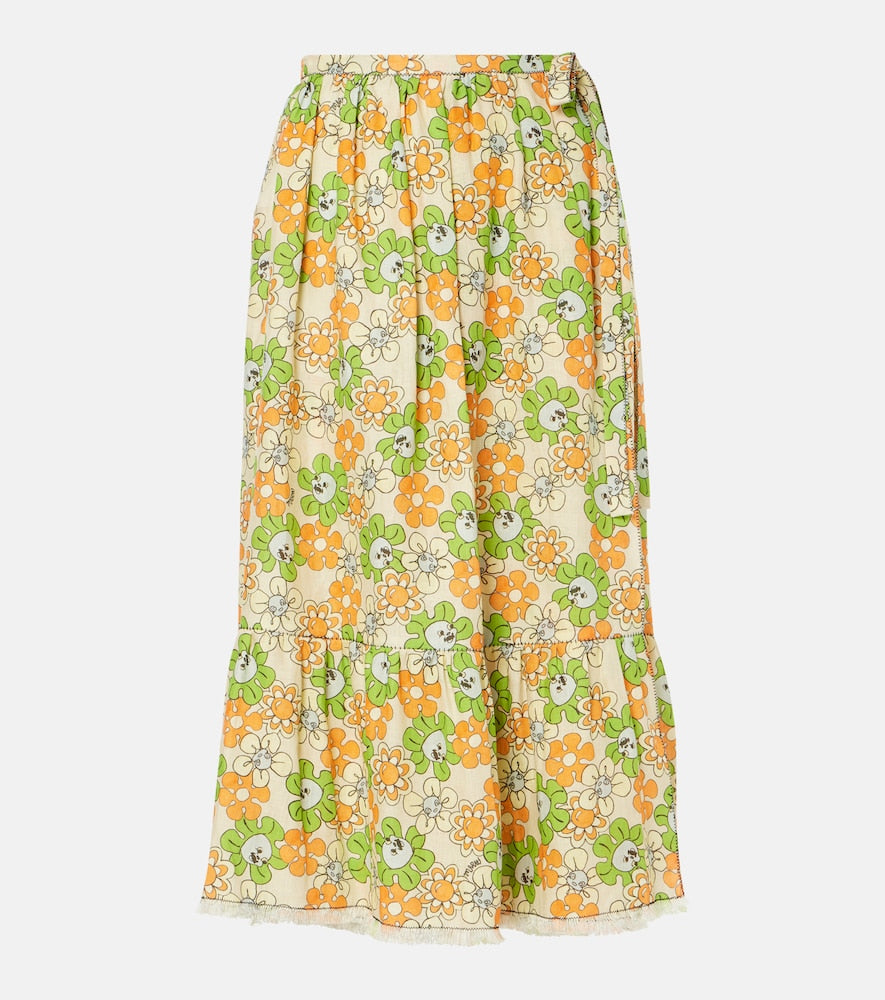 Marni Floral linen midi skirt - Marni 花卉图案亚麻中长裙