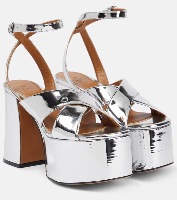 Marni Mirrored leather platform sandals