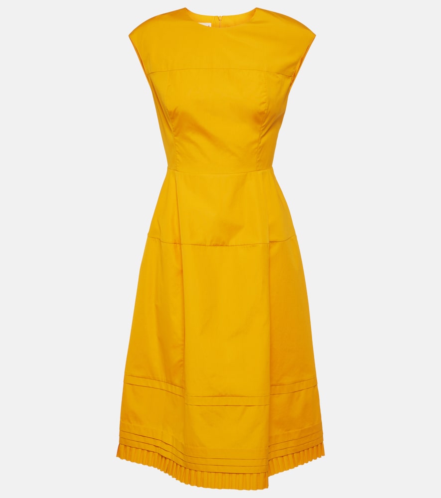 Marni Pleated cotton midi dress. Marni 褶裥棉质中长连衣裙