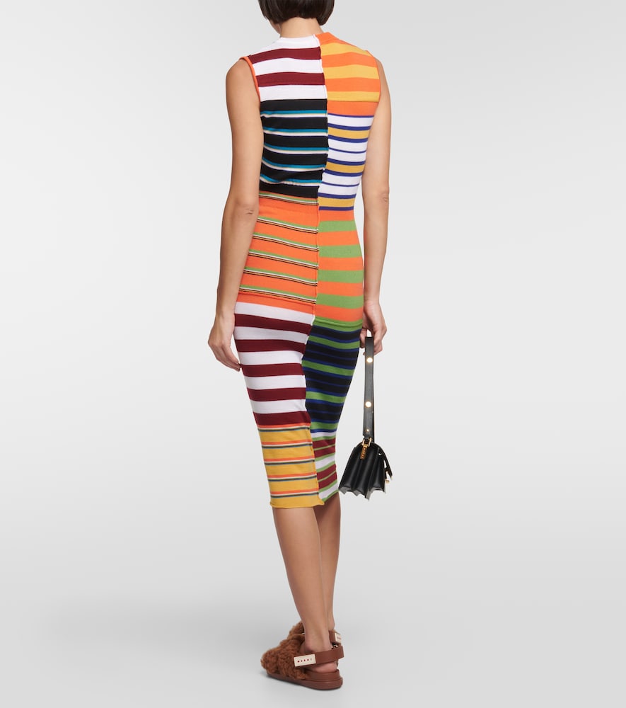 Marni Striped wool midi dress
