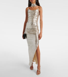 Maticevski Exhilarate gathered sequined gown