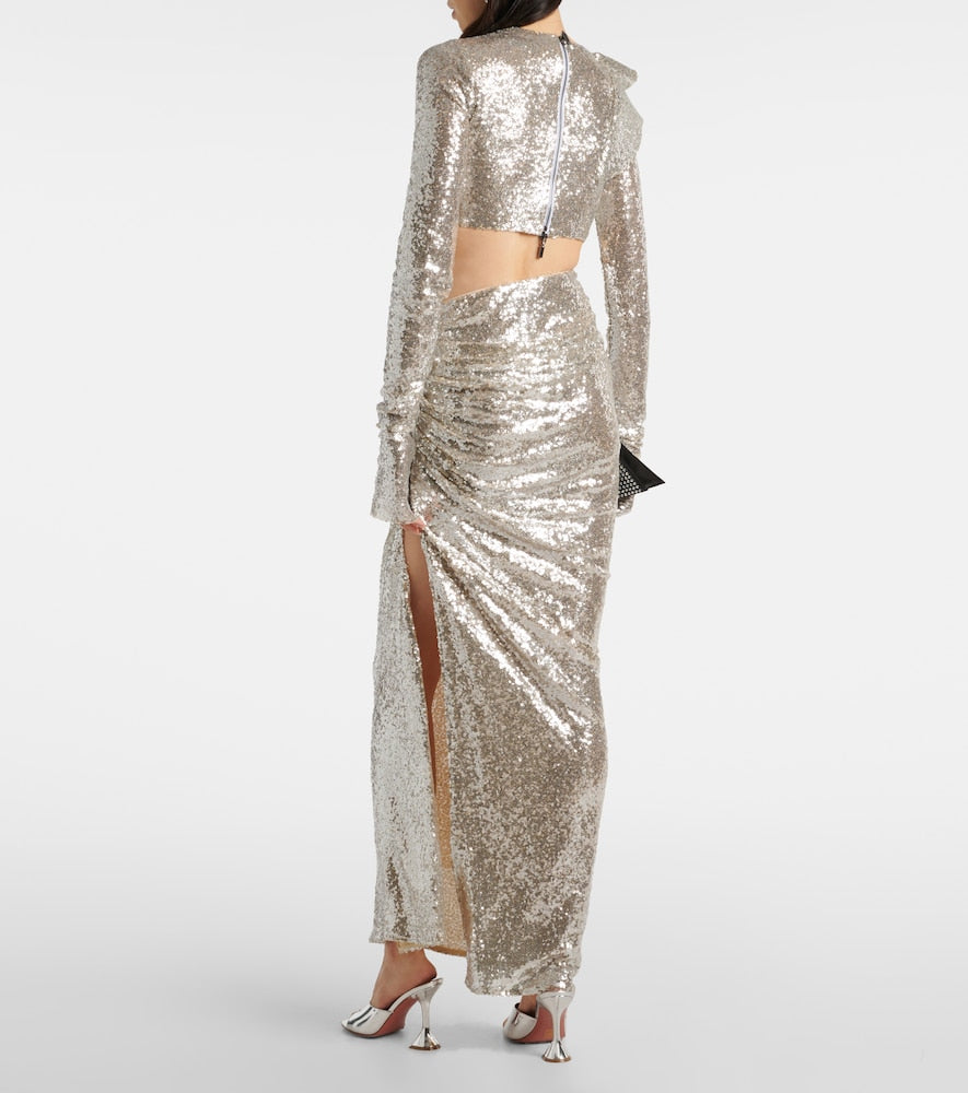 Maticevski Luna draped sequined maxi skirt