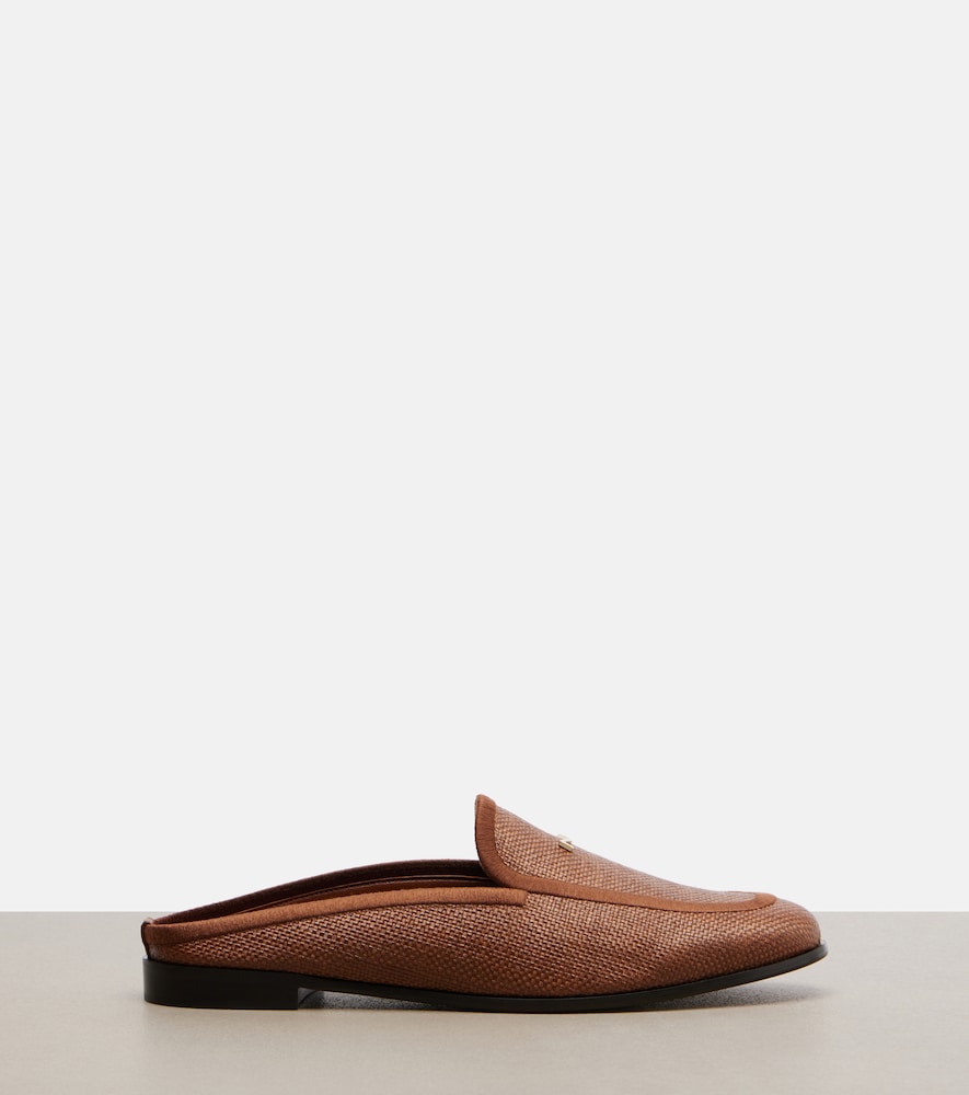 Max Mara Amito leather-trimmed raffia mules