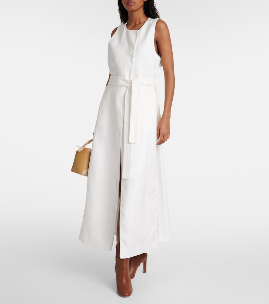 Max Mara Aureo linen twill midi wrap dress