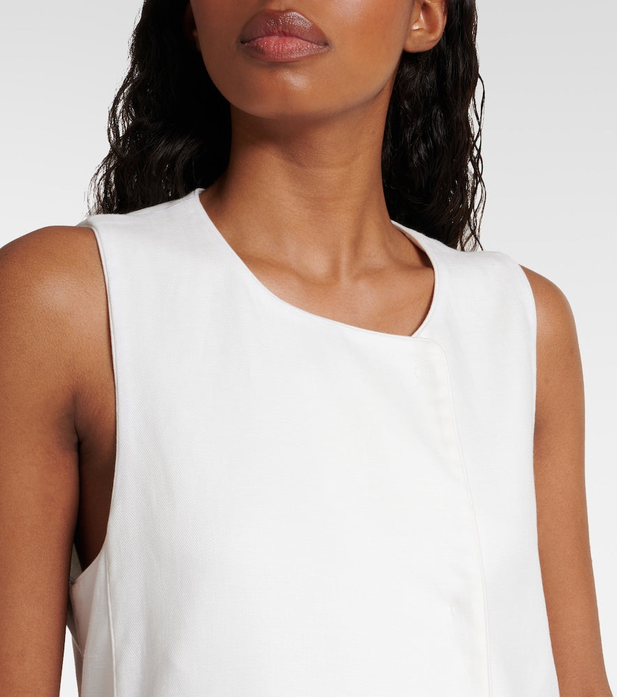 Max Mara Aureo linen twill midi wrap dress
