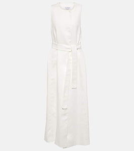 Max Mara Aureo linen twill midi wrap dress