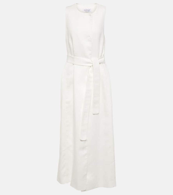 Max Mara Aureo linen twill midi wrap dress