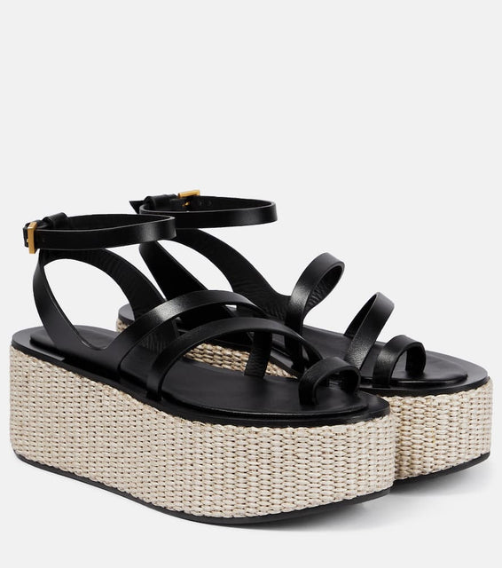 Max Mara Biarritz leather platform espadrille sandals