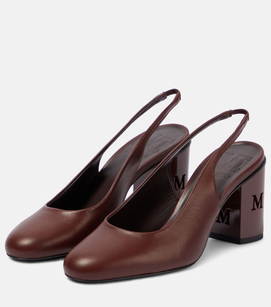 Max Mara Damiersli leather slingback pumps