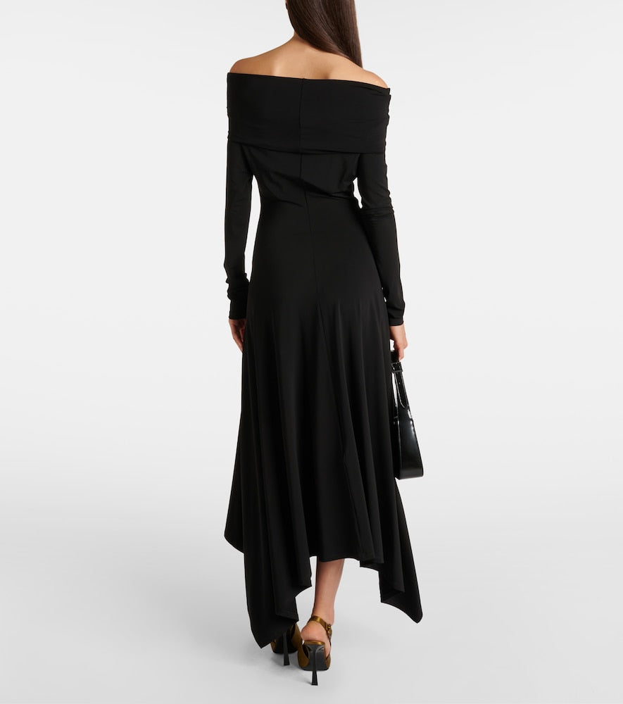 Max Mara Gerla off-shoulder jersey maxi dress