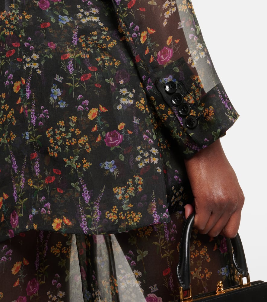 Max Mara Jabot floral silk organza blouse