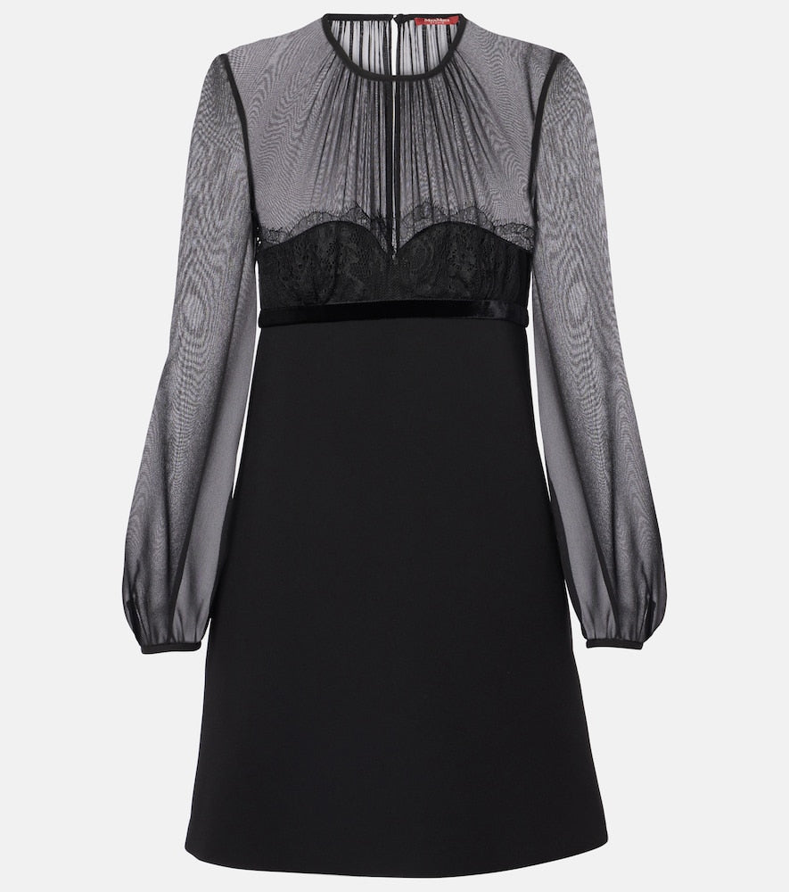 Max Mara Jader sabl√É¬© and silk georgette minidress. Max Mara Jader sabl√É¬© 真丝乔其纱迷你连衣裙